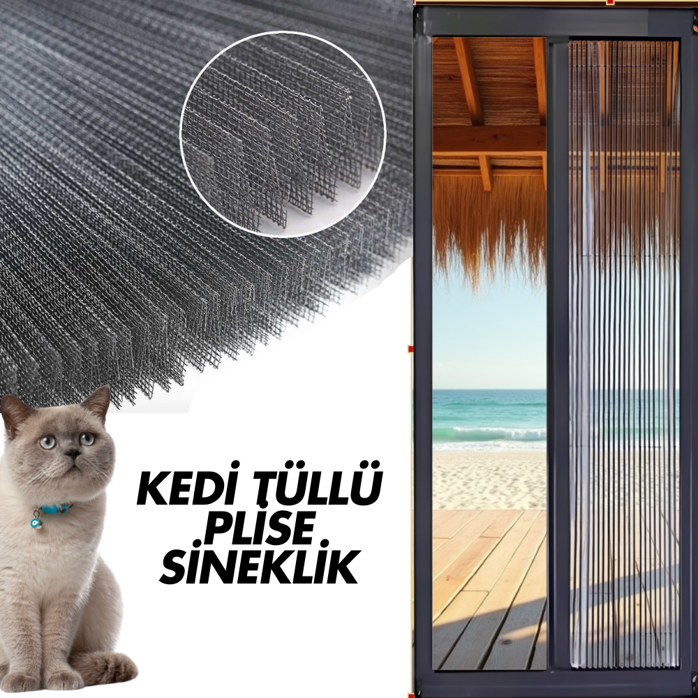 Kedi tüllü sineklik, pencereye takılmış ve evcil hayvanların düşmesini önlüyor